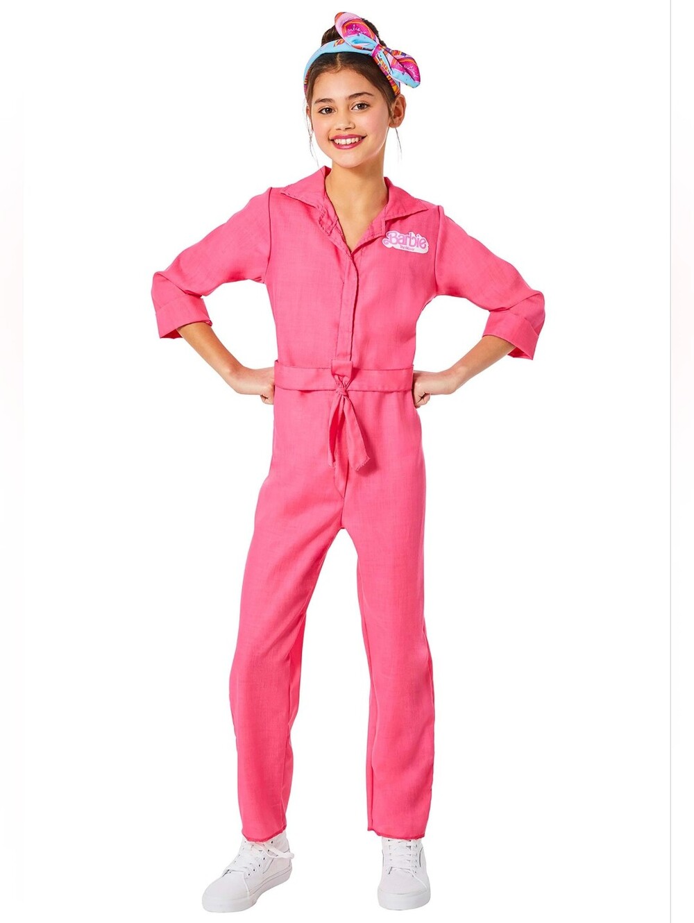Barbie Hot Pink One-Piece Girl's Costume Jumpsuit with Tie Waist Size Large